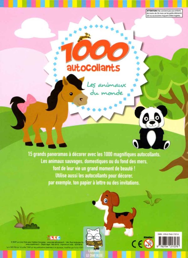 1000 autocollants les animaux du monde