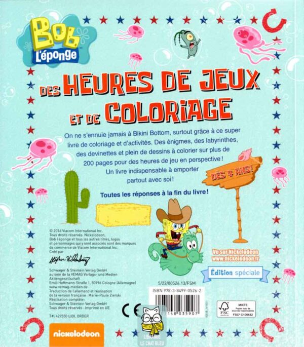 mon grand livre de coloriage bob l'éponge